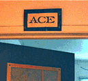 Ace sign above studio door