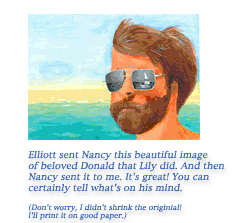 Donald, art by his nice niece Lily Glover