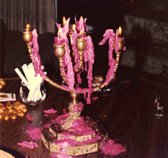 Red candles in candelabra